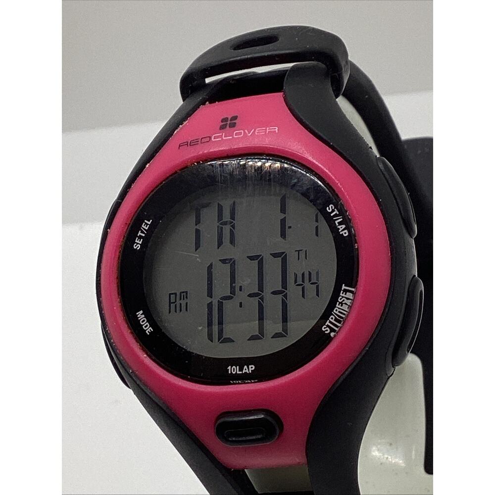 Red Clover Digital Wristwatch Buckle Band and Water Resistance New Battery!